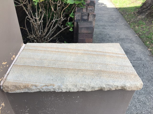 after sandstone fence pillar moss clean