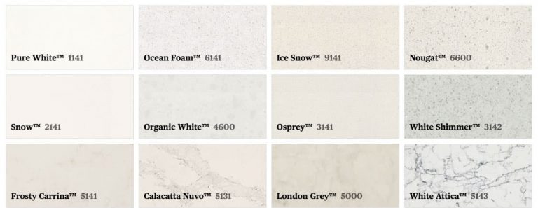 Engineered Stone Swatch of different colours
