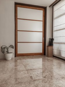 Honed and polished marble entrance way floor