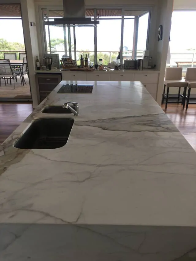 kitchen marble bench honing after
